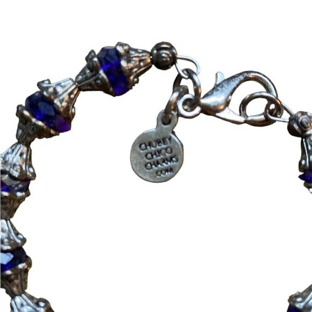 Chubby Chico Gemstone Charm Bracelet Blue Silver Tone - Picture 7 of 8